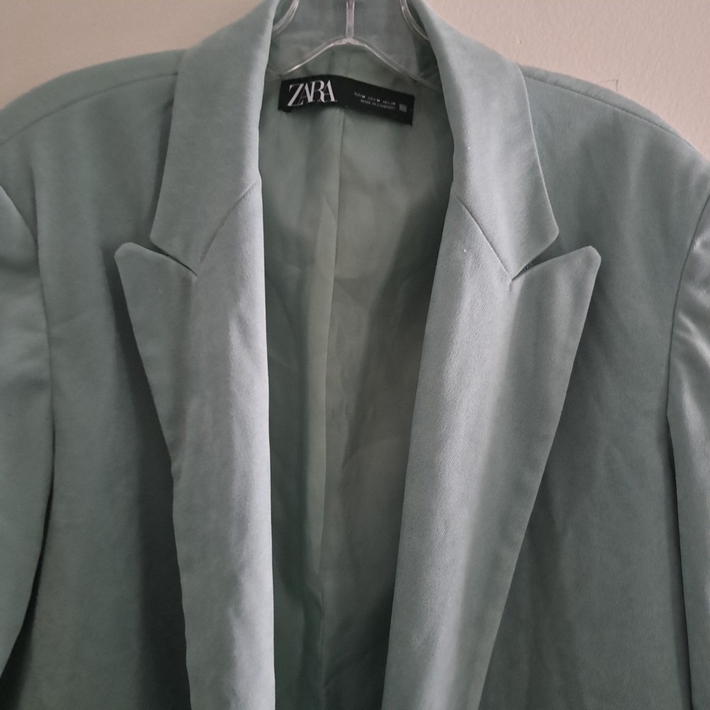 Zara Womens Sage Green Double Breasted Oversized Blazer Jacket Size M - Picture 8 of 13